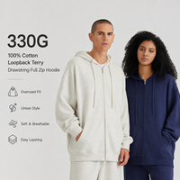 Sweat à capuche zippé en molleton de coton 330G pour homme, coupe oversize, streetwear vierge, fournisseur de vestes à capuche