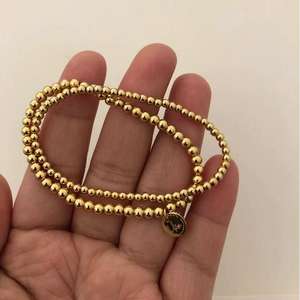 Piccolo 3mm 4mm 6mm gioielli da donna in acciaio inossidabile fatti a mano regolabili in <span class=keywords><strong>argento</strong></span> con perline a sfera in oro braccialetto elastico con perline in oro - Product Image 5