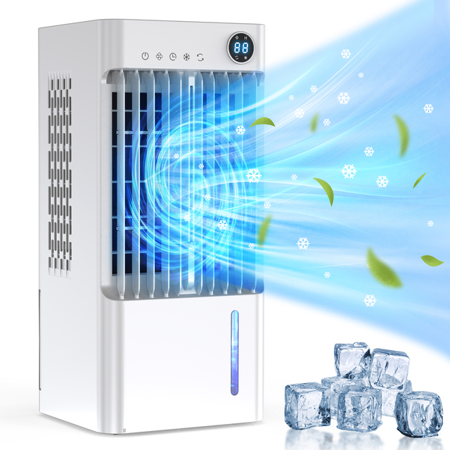 2-in-1 AC Powered US Plug Air Cooler Humidifier Misting Universal Wheels 5L Energy Saving Water Shortage Protection Air Purifier