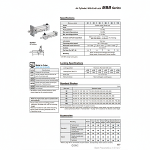 SMC Pneumatics <b>Air</b> <b>Cylinder</b> Model MDBBB63-400-HN - Product Image 1