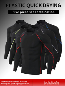Vêtements de sport de compression thermiques unisexe à manches longues pour hommes, coupe ajustée, séchage rapide, pour la course et la gym - Product Image 4