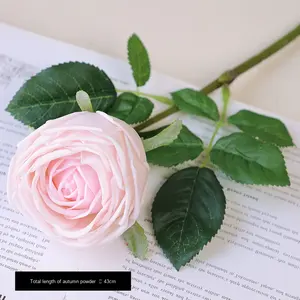 Composition de fleurs artificielles en soie rose, roses hydratantes, grande taille, toucher moderne, couvre-table, Noël, mariage - Product Image 6