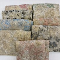 Tissu en dentelle d'organza floqué à feuille d'or en gros, avec perles et sequins, fleurs 3D en maille pour robe de mariée, robe de soirée, tenue de mariée