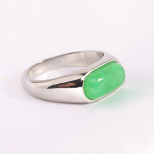 Anillo de Acero Inoxidable de 8mm con Incrustaciones de Piedras Naturales, Forma Geométrica, Joyería de Moda Unisex, Regalo - Product Image 3