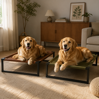 Lit surélevé pour chien et chat, cadre en fer robuste et moderne, simili cuir, amovible, lavable, respirant, confortable, portable, intérieur/extérieur