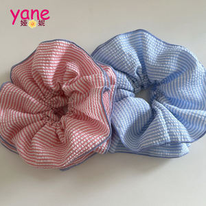 Fabrikant Big <span class=keywords><strong>Hair</strong></span> <span class=keywords><strong>Scrunchie</strong></span> Gelaagd Katoenen Kant Met Gestreepte Elastische Haarband Zoete Stijl Paardenstaart Scrunchee Nil Design - Product Image 1