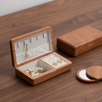 Boîte à bijoux en noyer massif, vintage, avec doublure en velours et plusieurs compartiments, certifiée CE, vente en gros