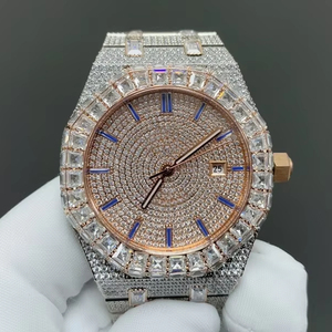 Montre de plongée mécanique de haute qualité 41 mm, mouvement ciel étoilé, aiguilles en cristal de glace, alarme, acier inoxydable - Product Image 1