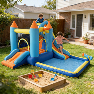 Château gonflable commercial d'extérieur et d'intérieur avec toboggan sec pour enfants, château de saut et de rebond pour fêtes et locations - Product Image 2