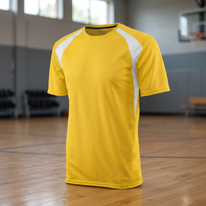 Camiseta Deportiva de Fútbol para Hombre, Amarilla, Manga Corta, Cuello Redondo, Poliéster que Absorbe la Humedad, Corte Regular para Adultos - Product Image 3