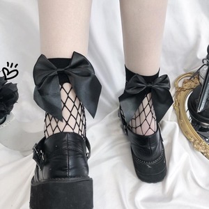 Fishnet <b>Socks</b> With Bowknot <b>Black</b> Cotton Women's Short <b>Socks</b> For Students And Youth - Product Image 2