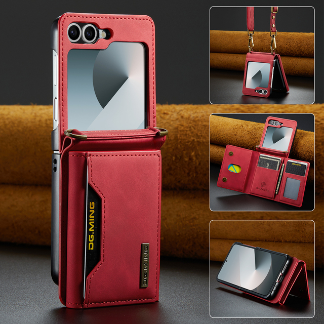 For Samsung Z Flip 6 Flip6 Cover Coque Original DG. MING M2 Magnetic Leather Foldable Detachable Wallet Shockproof Phone Case