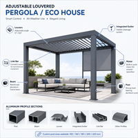 Pergola moderne de luxe en alliage d'aluminium pour l'extérieur, avec toit motorisé et lames orientables, idéale pour balcon