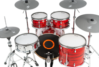 Kit de batterie électronique de luxe à double niveau UNLOCK Red Lightning Series avec toms 10/12/14/16/22 pouces et percussions 14/16/17/20 pouces