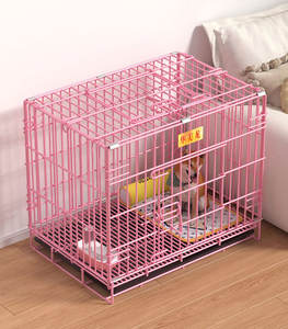 Katlanabilir katlanabilir kablolu Metal yığılmış katı desen plastik tepsi düğme kapatma köpek evi Pet kafesleri - Product Image 6