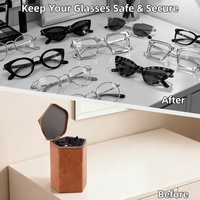 Étui à lunettes de soleil de luxe en similicuir PU à 5 emplacements avec logo personnalisé, boîte de rangement pour lunettes, organisateur d'accessoires pour lunettes