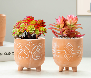 Tráng Men Đất Nung Planter Với Chân Giá Rẻ Trong Nhà Và Ngoài Trời Nhà Vườn Nồi <span class=keywords><strong>Mini</strong></span> Đất Nung Chậu Để Bán - Product Image 3