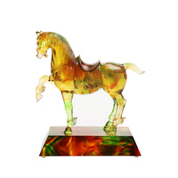 Cristal chinois verre Tang cheval zodiaque artisanat créatif bureau décoration de la maison couleur ornement Figurine Culture ancienne
