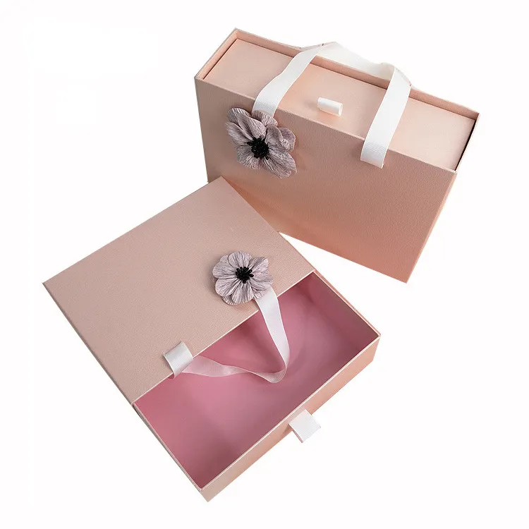 Confezione per valigia di carta rosa riciclabile con Logo personalizzato confezione regalo di compleanno matrimonio