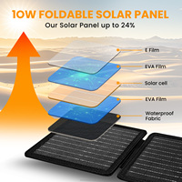 Panneau solaire USB portable d'extérieur 5V 10W à 23% d'efficacité pour jouets DIY, capteur de lumière LED, caméra de sécurité, IoT, noir