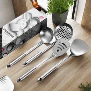 Ustensiles de cuisine en silicone écologiques multicolores, spatules résistantes à la chaleur, cuillères, cuillères souples, ustensiles à main en acier inoxydable - Product Image 2