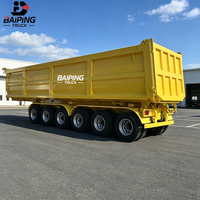 Semi-remorque benne basculante arrière hydraulique en acier à 6 essieux pour le transport de minerai, de sable et de marchandises en vrac dans l'exploitation minière, avec une charge utile de 80 tonnes