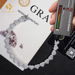 Bijoux fantaisie Hip Hop sertis de diamants, argent sterling 925 plaqué or blanc, moissanite VVS1, bracelet en forme de cœur Hip Hop - Product Image 3