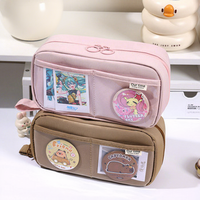 Trousse à crayons mignonne style Ins, pochette de papeterie multi-usages pour filles, cartes et badges de collection, grande capacité