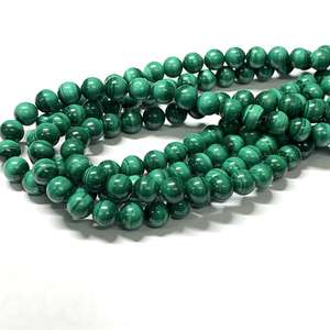 ลูกปัดมาลาไคต์ธรรมชาติขนาด 8 มม. รูปทรงกลม สีเขียว คริสตัลพลังงานพร้อมพลังบำบัด สำหรับทำเครื่องประดับ DIY และอาเกต - Product Image 1