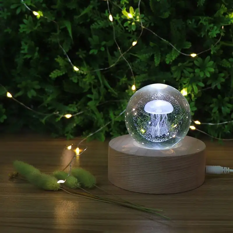 Elektronik mevcut 3D kristal LED gece ışığı Mood lambası ahşap gece yatak odası için lamba dekor