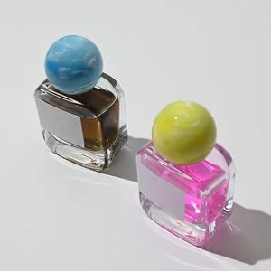 Unique Rounded Shape Creative Design Perfume <b>Bottle</b> clear 50ml Custom Perfume <b>Bottles</b> 50ml with Resinous Lid - Product Image 6