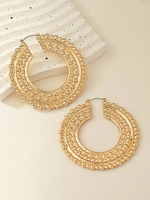 2024 bijoux de mode exagérés nouveau concave convexe grand cercle boucles d'oreilles martelé fleur grand clip rond sur boucles d'oreilles cerceaux
