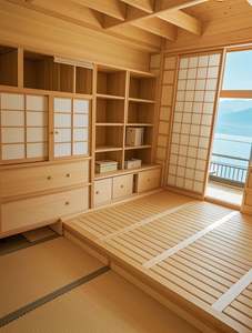 Armoire en bois massif de style japonais de haute qualité avec un grand espace de rangement pour les maisons modernes - Product Image 5