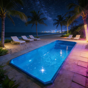 Piscina con desbordamiento, piscina blanca, seguridad para piscinas, mosaico para piscinas, arte para piscinas, piscina en la azotea, bomba para piscina, piscina de fibra de vidrio - Product Image 4