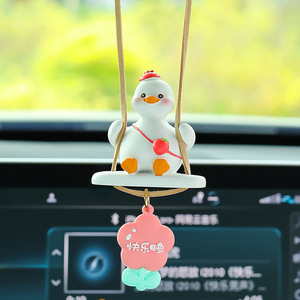 Pendentif de voiture en forme de canard en résine, décoration de dessin animé, ornement suspendu pour miroir intérieur de voiture, décoration de rétroviseur, 1 pièce - Product Image 3