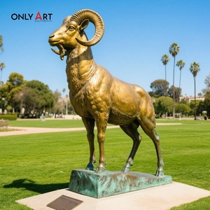 Only Art Hpt Selling Animal Art Elegante tallado a mano <span class=keywords><strong>de</strong></span> madera Bighorn Sheep Esculturas Bronce Ram Bighorn Sheep Estatua para jardín - Product Image 5