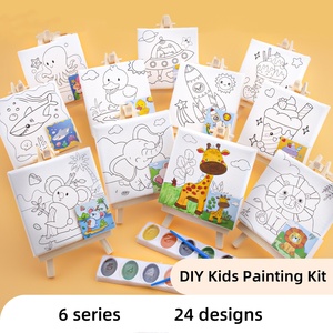 Phim Hoạt Hình Mini Mini Giá Vẽ Và Vải Trẻ Em Của Nghệ Thuật Vẽ Graffiti Acrylic Sơn Màu Hình Ảnh Khung Tự Làm Bức Tranh Bằng Số - Product Image 4