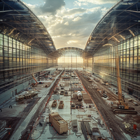 Construcción de bragueros de acero arqueados prefabricados gris oscuro para el estadio del aeropuerto