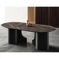 Nouvelles conceptions de table à manger carrée moderne en marbre brun, ensembles de salle à manger avec 8 chaises, meubles de luxe écologiques