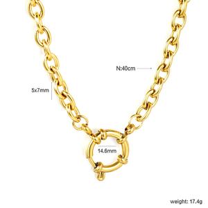 Collar de cadena de eslabones tipo clip de acero inoxidable impermeable al por mayor para mujer, gargantilla con cierre de resorte, joyería gruesa - Product Image 4