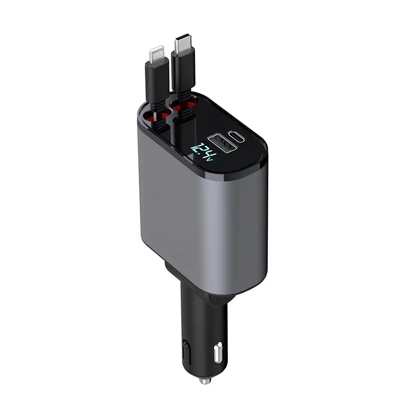 Auton laturi 100W autoloader có thể thu vào cáp cargador Car Charger de carro pengisi Daya Mobil 4 trong 1 màu đen gan QI sạc 20V