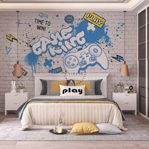 Papier peint mural 3D au design botanique moderne Graffiti mural <span class=keywords><strong>en</strong></span> briques imperméable à peler et à coller pour Game King pour le salon - Product Image 2