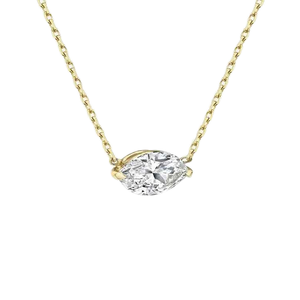 Collier pendentif en or 14 carats avec diamant naturel taille marquise, bijou élégant et minimaliste, tendance, cadeau pour femme - Product Image 1