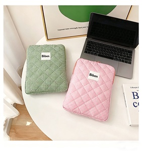 Housse de protection matelassée en coton <span class=keywords><strong>à</strong></span> carreaux personnalisée antichoc de haute qualité avec fermeture éclair pour ordinateurs portables - Product Image 2