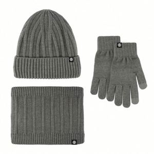 Conjunto de Tres Piezas para Otoño e Invierno, Gorro de Terciopelo Grueso y Cálido con Bufanda y Guantes con Bordado 3D para Viajes al Aire Libre - Product Image 6