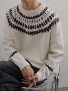 <span class=keywords><strong>Pull</strong></span> en maille jacquard tendance pour homme, style coréen, polyvalent, décontracté, respirant à l'avant, idéal pour le <span class=keywords><strong>printemps</strong></span> et Noël, nouveauté - Product Image 6