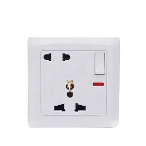 UK Standard 5 Pin With Neon 100% PC and Copper 13A 250V 1 gang Electric Light Switch Wall Outlet High Quality Socket