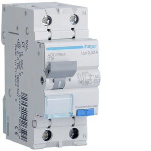 Hager Rcbo 1P+N 16A Tipo AC 30mA Curva C 6000A per Protezione Elettrica - Product Image 1