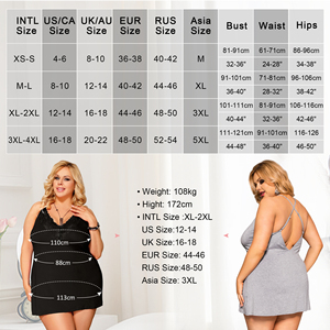 Confezione da notte in pizzo floreale con scollo a V tinta unita elegante da donna Set per abiti da notte taglie forti Lingerie con stringa G - Product Image 4