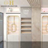Comptoir de présentation de maquillage lumineux à LED personnalisé pour boutique de cosmétiques en centre commercial, vitrine de soins de la peau avec éclairage LED